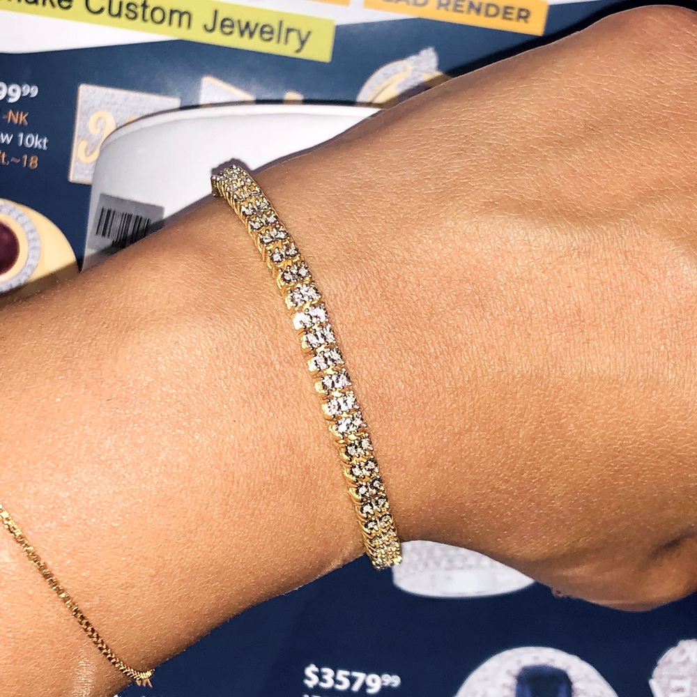 Real natural diamond double row tennis bracelet, 100% genuine, NOT CZ NOT LAB